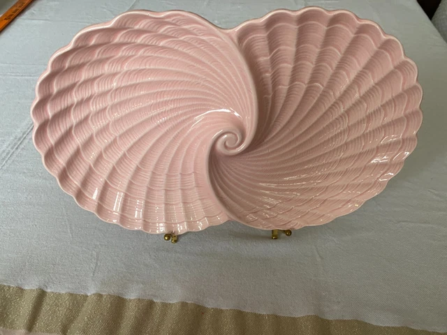 MCM Shafford Original Blush Pink Ceramic Sea Shell Oyster Platter EC!! 3