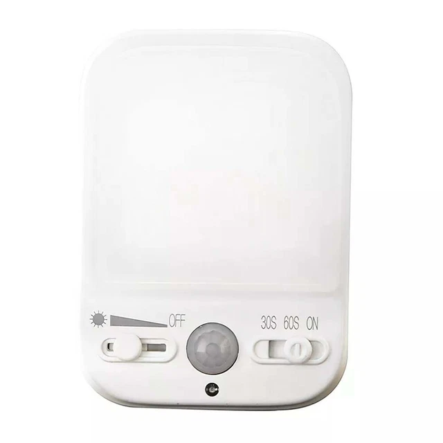 WALL PLUG IN PIR Motion Sensor Infrared Light Hallway Socket LED Home