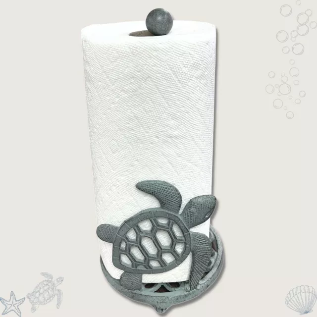 Paper Towel Holder with Sea Turtle Design -Cast Iron Countertop Dispenser