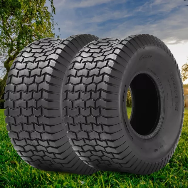 Set 2 20x8.00-8 Lawn Mower Tires 20x8.00x8 Heavy Duty 4PR Garden Turf Tire Tyres