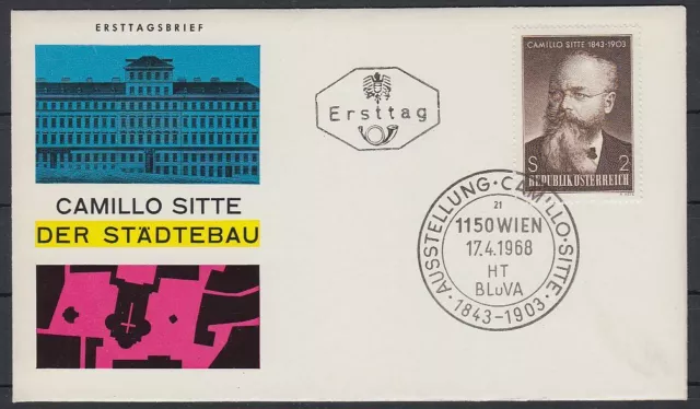 Österreich Austria 1968 FDC Mi.1258 Geburtstag Camillo Sitte Architekt [af838]