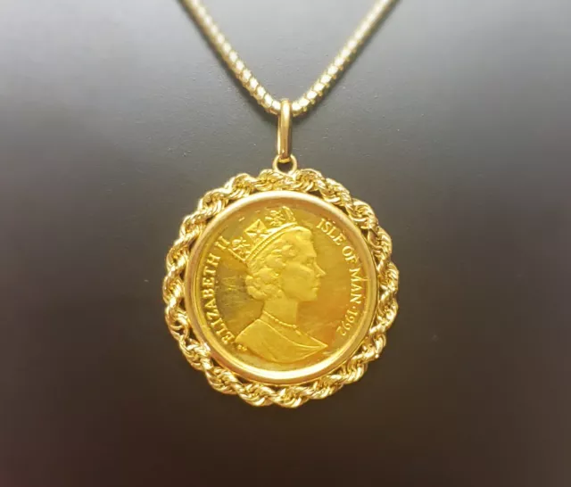 Queen Elizabeth Pendant Only In 24K/18K Yellow SOLID Gold