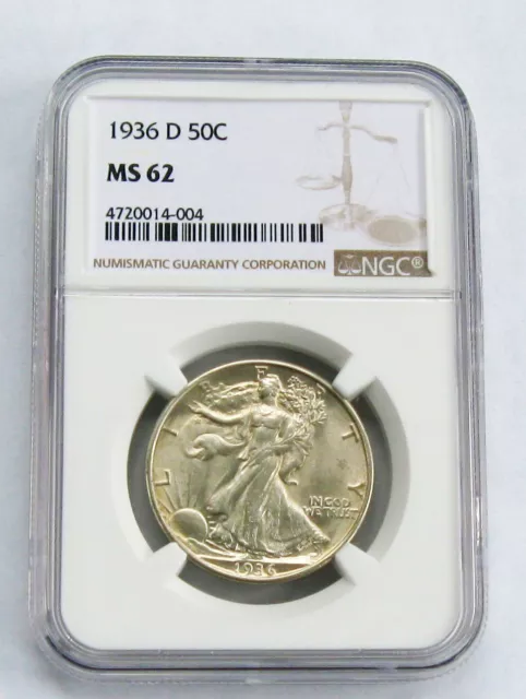 1936-D Walking Liberty Half Dollar, NGC MS-62