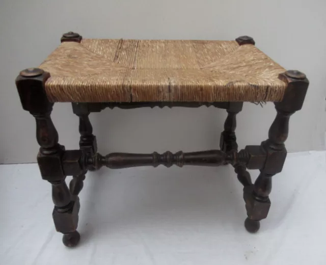 Arts & Crafts Rush-Seated Wooden Stool