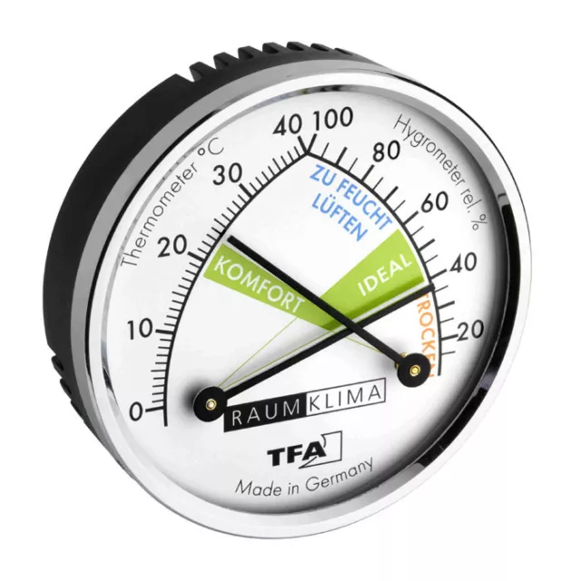 TFA 45.2024 analoges Präzisions-Hygrometer Thermometer Raumklima Komfortzonen