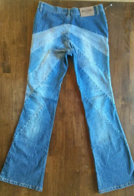 MOSCHINO jean PATCHWORK distressed blue pant hippy 7 boot cut distressed hippie 2