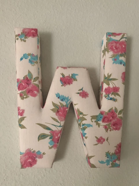 Fabric Covered Wall Letter - Pink Floral- Letter W