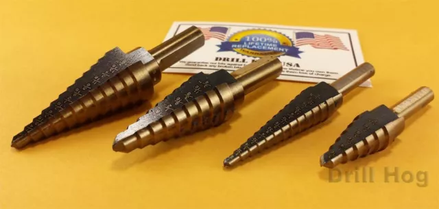 Step Drill Set UNIBITS Electrician Step Bit 4 PC Lifetime Warranty Drill Hog®