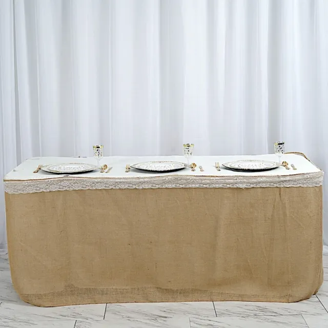 17 ft Natural Burlap TABLE SKIRT Tradeshow Wedding Party Country Catering Supply