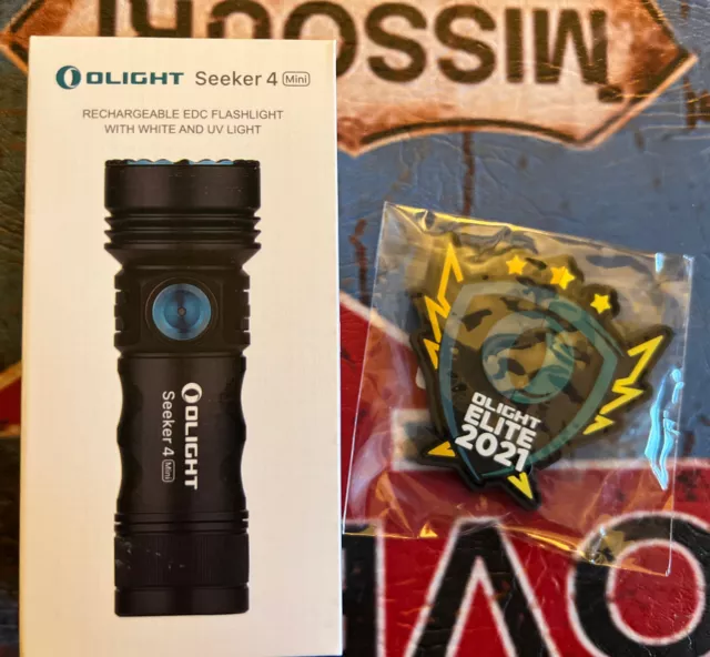 Olight Seeker 4 Mini EDC Flashlight Rechargeable LED with UV Light. Cool White.