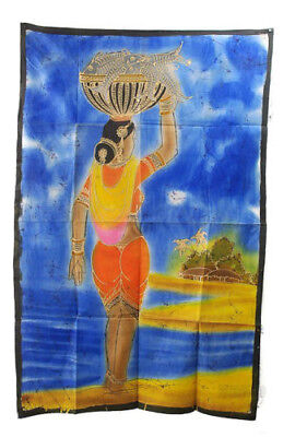 Batik Femme Hindoue Inde 115x 74cm Tenture murale 13