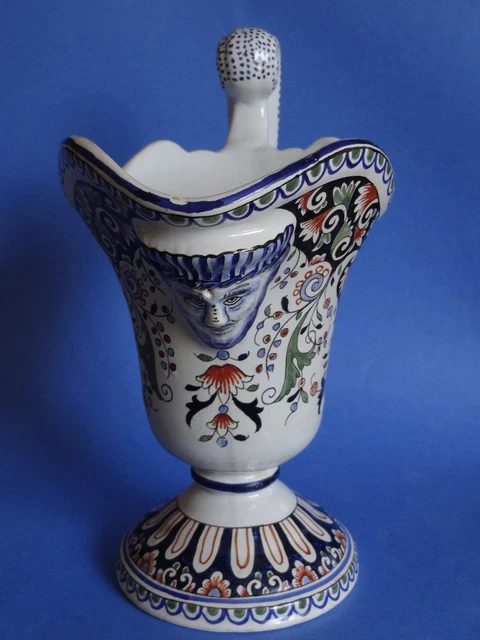 Aiguière En Faïence De Rouen - Fin XIXe, Motifs Floraux Peints à La Main, Excellent état