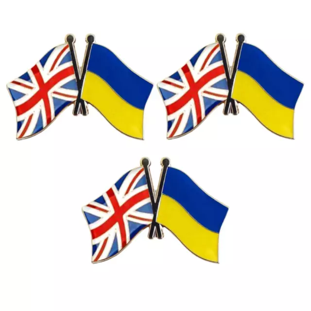 3 Pcs Ukraine U.K Ukrainian Diplomat Brooch Country Flag Lapel Pin Badge 2 best