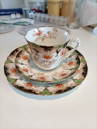 Sutherland Art China Trios Cup, Saucer And Side Plate Some Wear See Photos