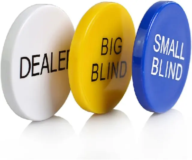 3Pcs Small Blind, Big Blind and Dealer Poker Buttons