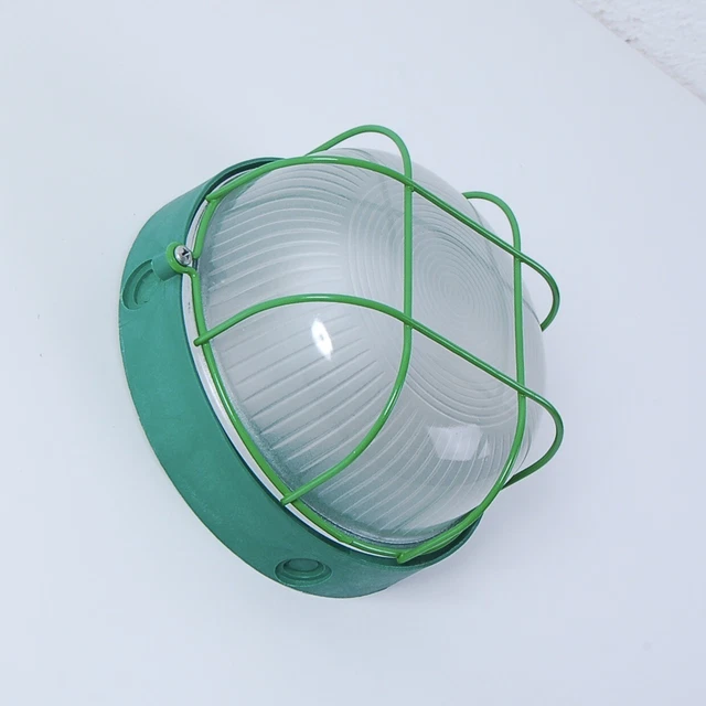 Lampadada stile industriale applique plafoniera vintage con griglia verde anni70