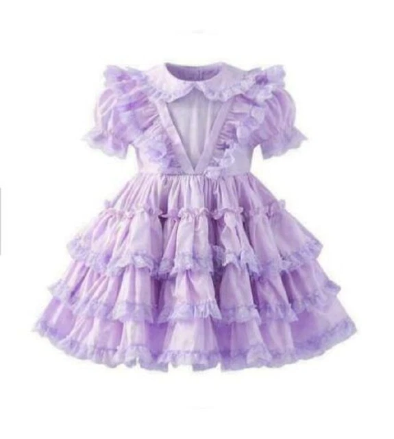 PURPLE MAID SISSY Girl Baby Mini Dress cosplay costume Tailormade 69.