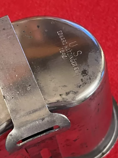 WWII M1942 'Zinc-plated' Canteen Cup ("EDWARD KATZINGER CO. 1942") Scare Maker!!