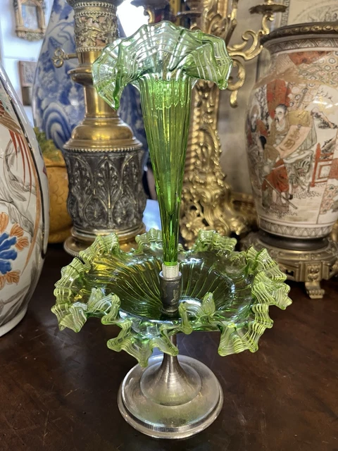 Vase Cornettulipier Art Nouveau – Régule Et Verre – Centre De Table – 1920-1949