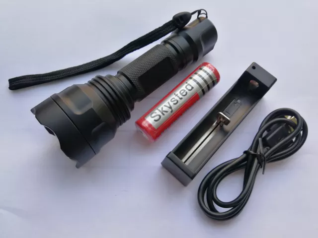 Ultra Fire C8 10W 6500K LED 1000LM Single Mode Flashlight+ Battery +Charger