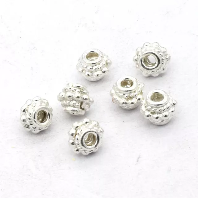 28 Pcs 6mm Spacer Bead Drum Bead Sterling Silver Plated