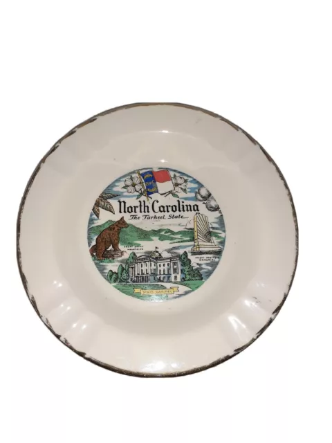 Vtg North Carolina Tarheel State 22k Warranted Souvenir Ashtray