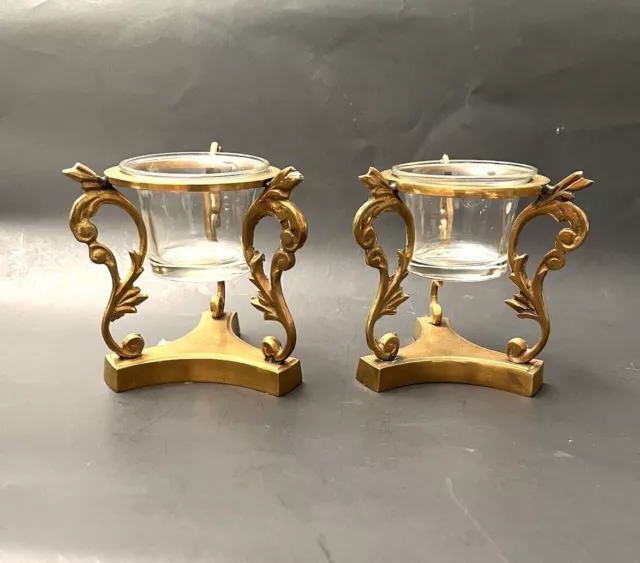 Pair Of 2 Beautiful brass votive holder / votive stand With Glass