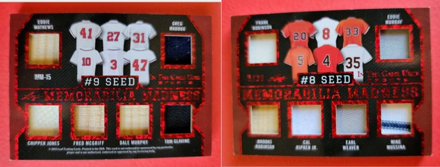 Cal Ripken Brooks Robinson Frank Chipper Jones Greg Maddux Jersey Bat Card #1/30 Cal Ripken Brooks Robinson Frank Chipper Jones Greg Maddux Jersey Bat Card #1/30