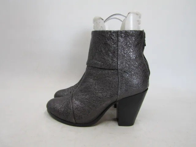 RAG & BONE Size 39 EUR Silver Leather Zip Ankle Fashion Boots Bootie
