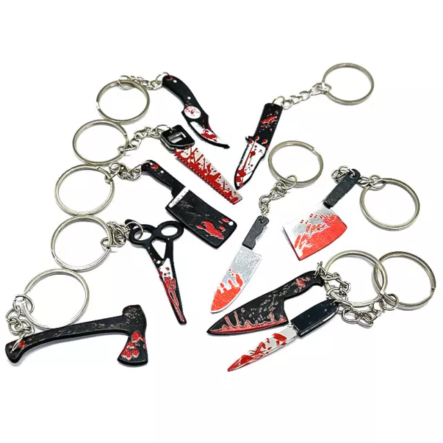 Knives Series Keychain Thriller Blood Red Dagger Keyring Halloween Pendant Gi F1