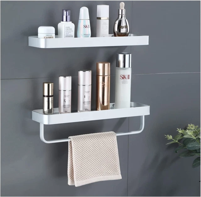 Estantes de vidrio de baño de 15,7" sobre inodoro con barra de toallas estante para órgano de baño