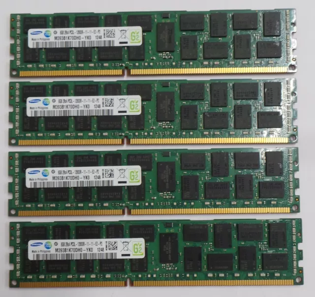 SAMSUNG 32GB KIT (4X8GB) PC3L-12800R 2rx4 ECC Server Memory 90 DAY RTB WARRANTY