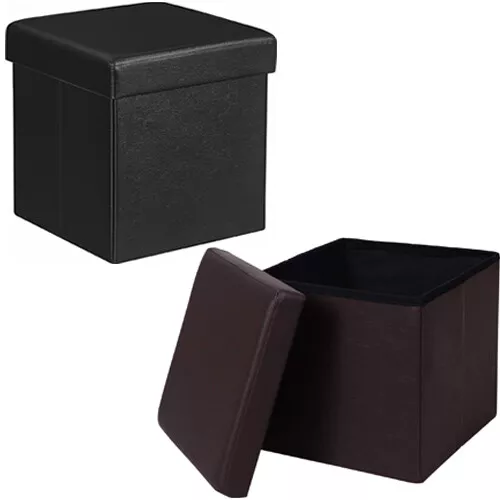 Pouf puff contenitore quadrato in PVC panca baule 38x38x38 cm sgabello seduta