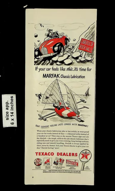 1946 Texaco Gas Marfak Chassis Lubrication Car Boat Vintage Print Ad 24139