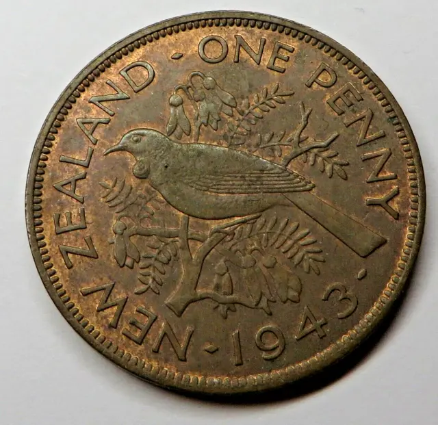 New Zealand Penny 1943 Bronze KM#13 UNC