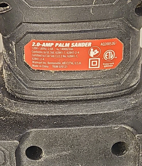 Hyper Tough 2.0-Amp Palm Sander, AQ20035G Palm  Orbital- Great Used- Free Ship 5