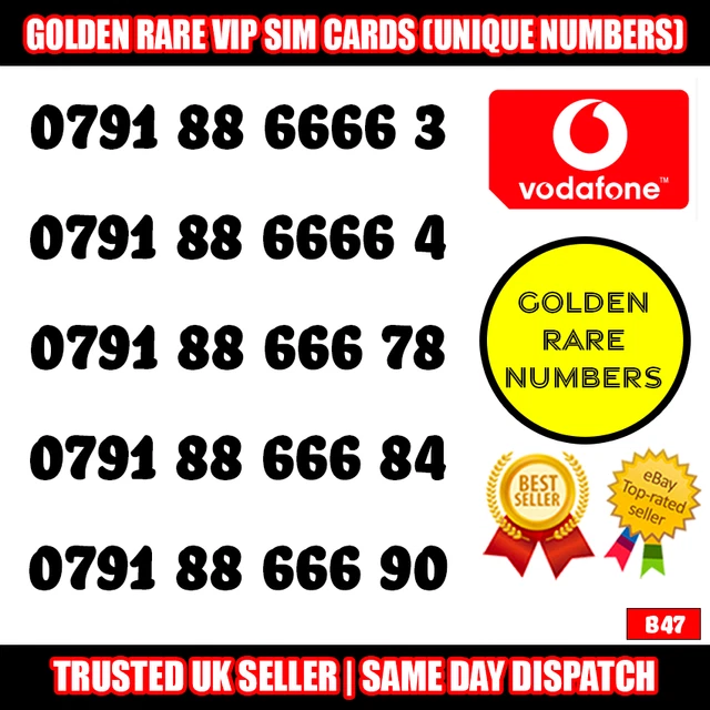 Golden Numbers VIP UK SIM card - LOTTO numeri facili da ricordare e memorizzare - B47