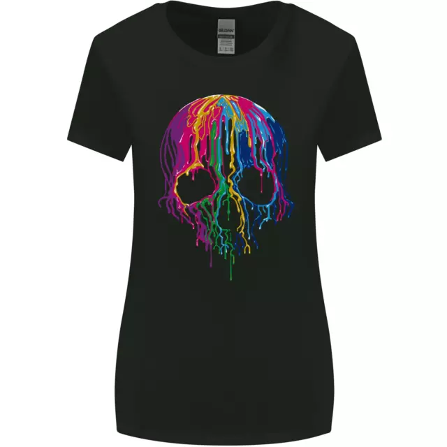 T-shirt Melting Skull Biker moto gotica donna taglio più largo