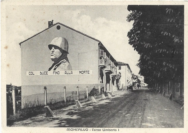 Moncalvo Corso - Umberto I  - Murale del Duce - Asti non viaggiata anni '30