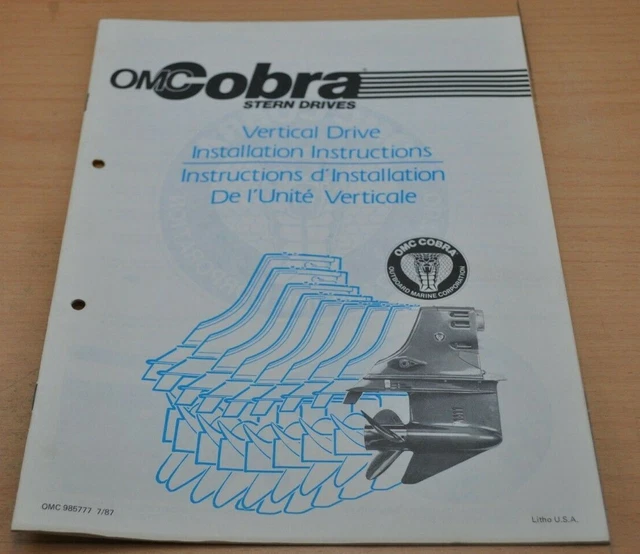 OMC COBRA Stern Drives Motor Bootsmotor Ersatzteilliste Parts Catalog