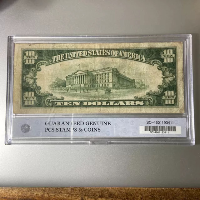 1934 A Series Ten Dollar Silver Certificate Yellow Seal Note 2