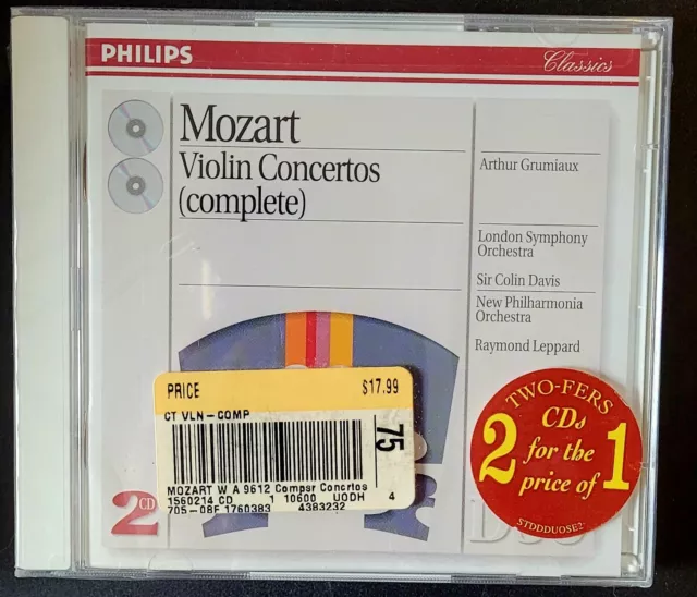 Amadeus Mozart: Violin Concerti, Arthur Grumiaux, RCA, 2-CD SET, NEW & SEALED!