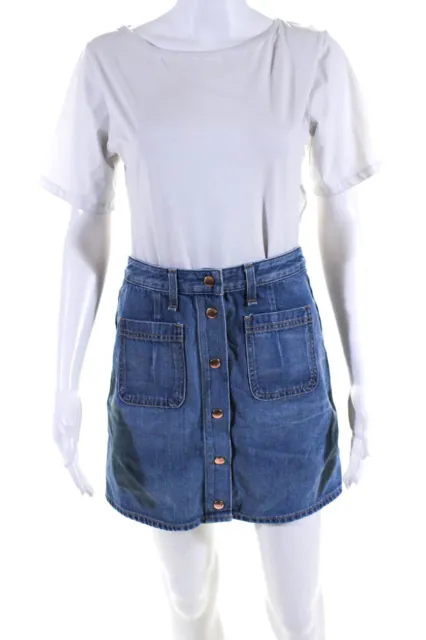 Rag & Bone Jean Women's Button Down A-Line Denim Skirt Blue Size 26