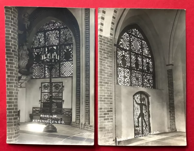 2 x Foto AK ROSKILDE in Dänemark um 1930 Innenansichten Kirche   ( 86979