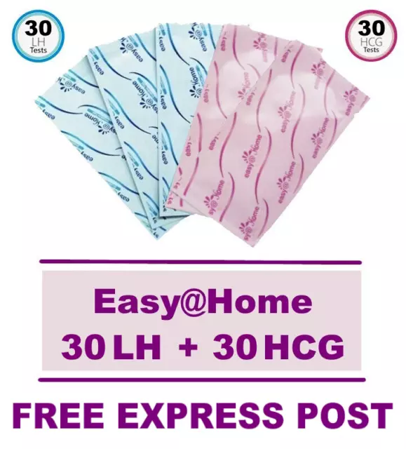 30 Ovulation LH + 30 Pregnancy HCG Tests - Easy@Home 60 Combo - EXPRESS POST