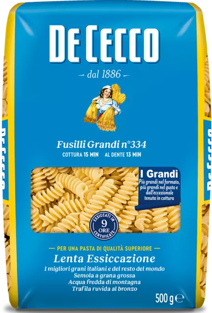 De Cecco Pâtes Fusilli Grandi n°334 500g – Italian Gourmet FR