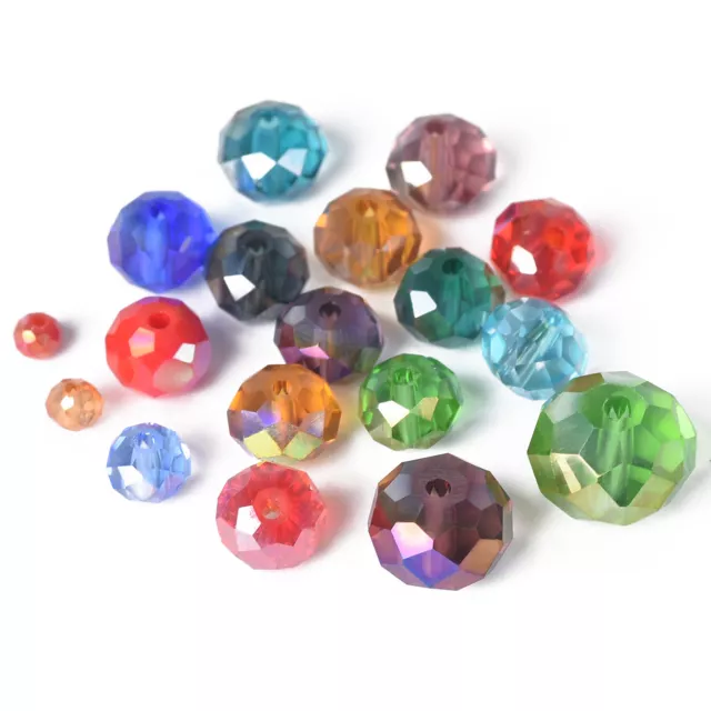 3mm 4mm 6mm 8mm 10mm 12mm Plated Roundelle Faceted Crystal Glass Loose Beads