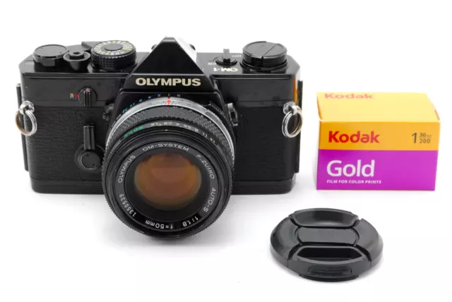 [Exc+5] Olympus OM-1 Black SLR F Zuiko Auto-S 50mm f/1.8 Lens From JAPAN