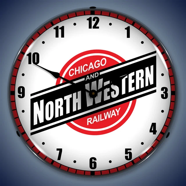 Chicago North Western Railroad Wall Clock, LED Lighted