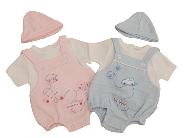 Nuovo con Etichetta Piccolo Prematuro Baby Ragazze Tutina E Cappello Vestiti